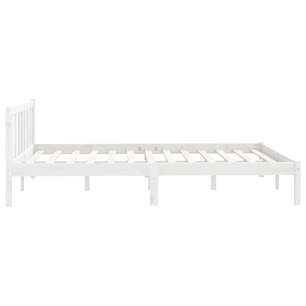 vidaXL Cadru de pat dublu, alb, 135x190 cm, lemn masiv de pin