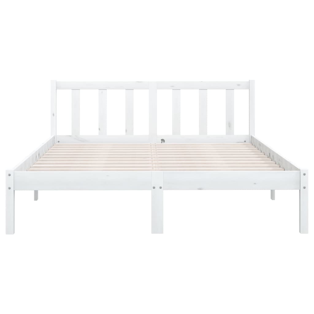 vidaXL Cadru de pat King Size, alb, 150x200 cm, lemn masiv de pin vidaXL Cadru de pat King Size, alb, 150x200 cm, lemn masiv de pin