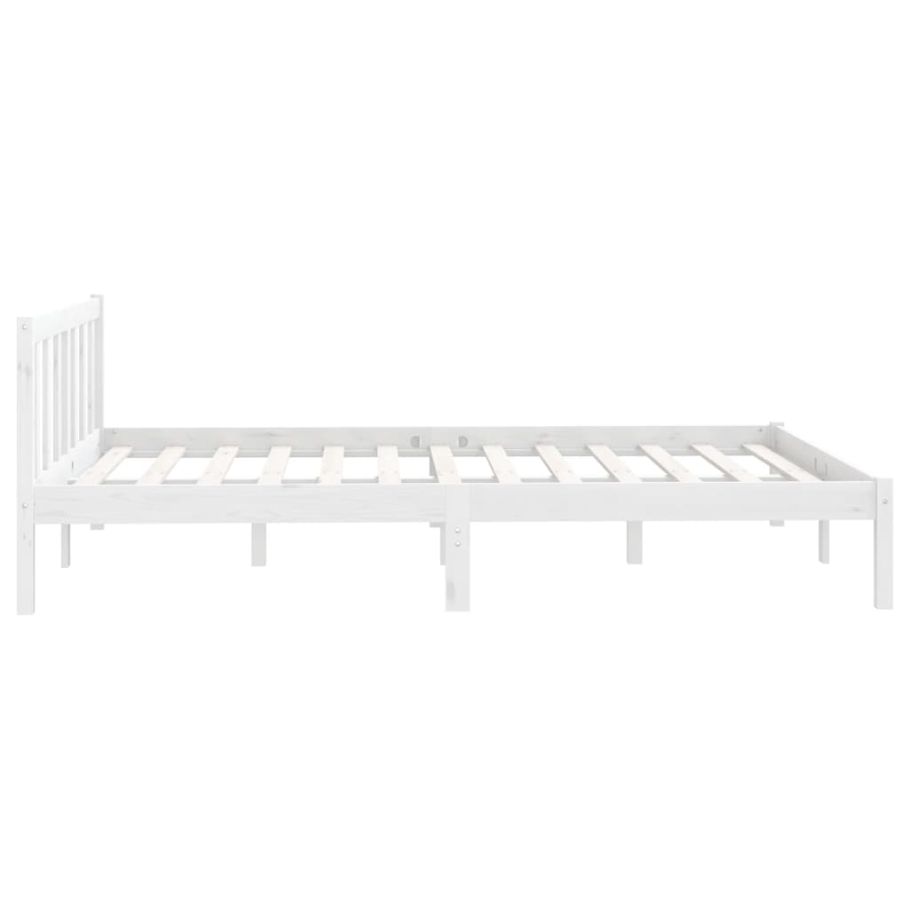 vidaXL Cadru de pat King Size, alb, 150x200 cm, lemn masiv de pin vidaXL Cadru de pat King Size, alb, 150x200 cm, lemn masiv de pin