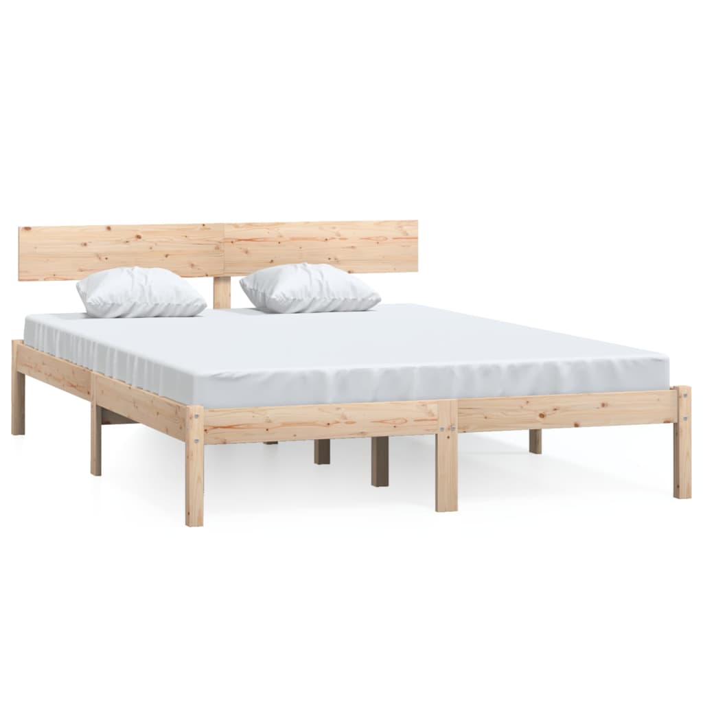vidaXL Cadru de pat dublu, 135x190 cm, lemn masiv de pin