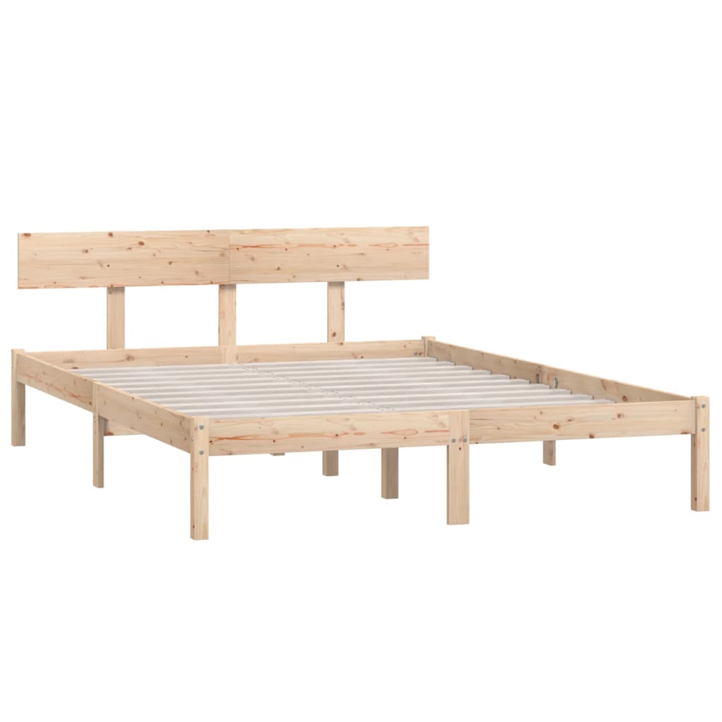 vidaXL Cadru de pat dublu, 135x190 cm, lemn masiv de pin