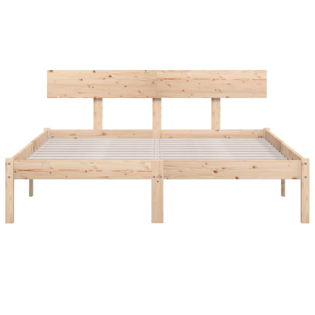 vidaXL Cadru de pat dublu, 135x190 cm, lemn masiv de pin