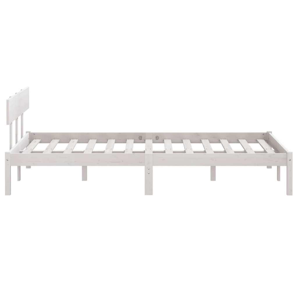 vidaXL Cadru de pat dublu, alb, 135x190 cm, lemn masiv de pin
