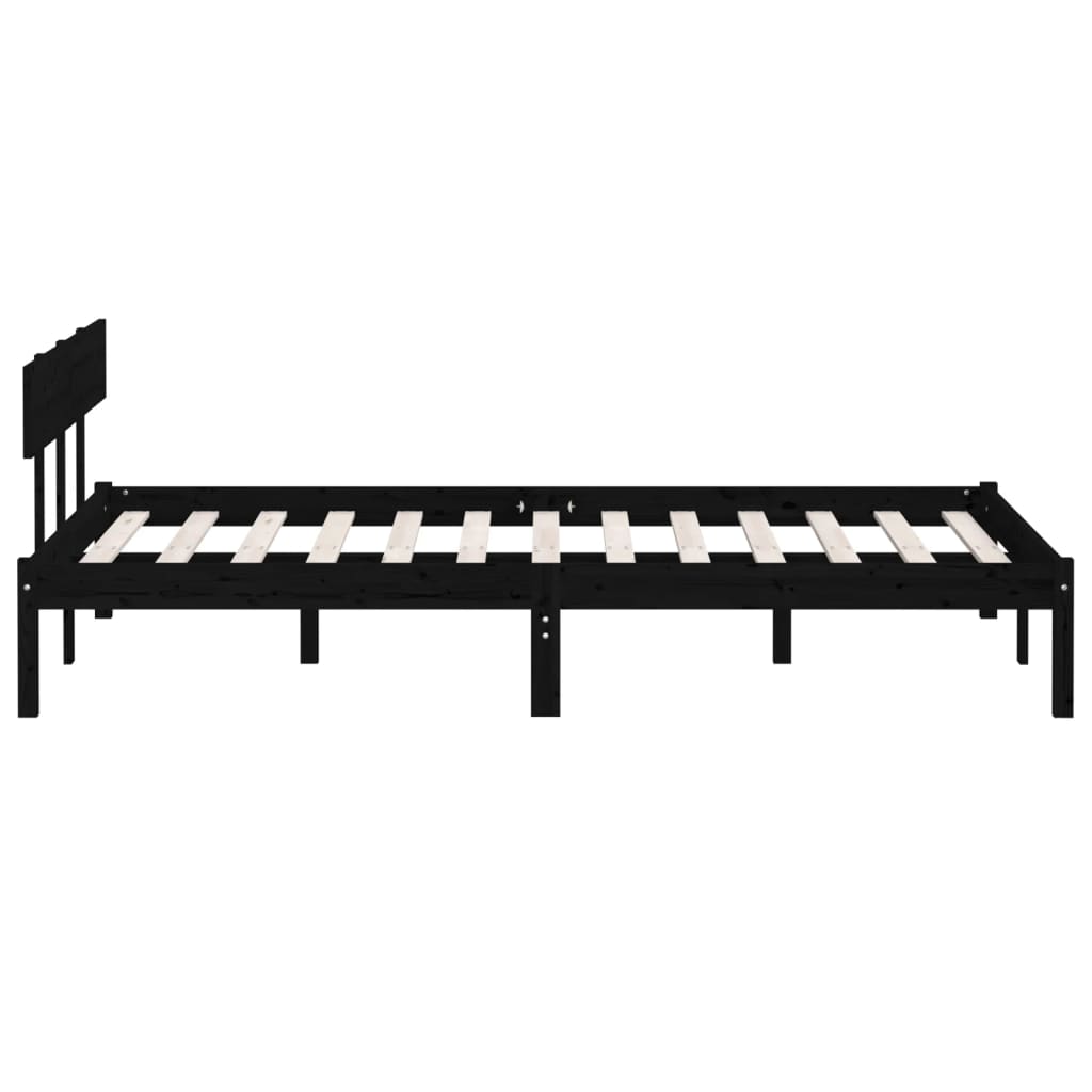 vidaXL Cadru de pat dublu, negru, 135x190 cm, lemn masiv de pin vidaXL Cadru de pat dublu, negru, 135x190 cm, lemn masiv de pin