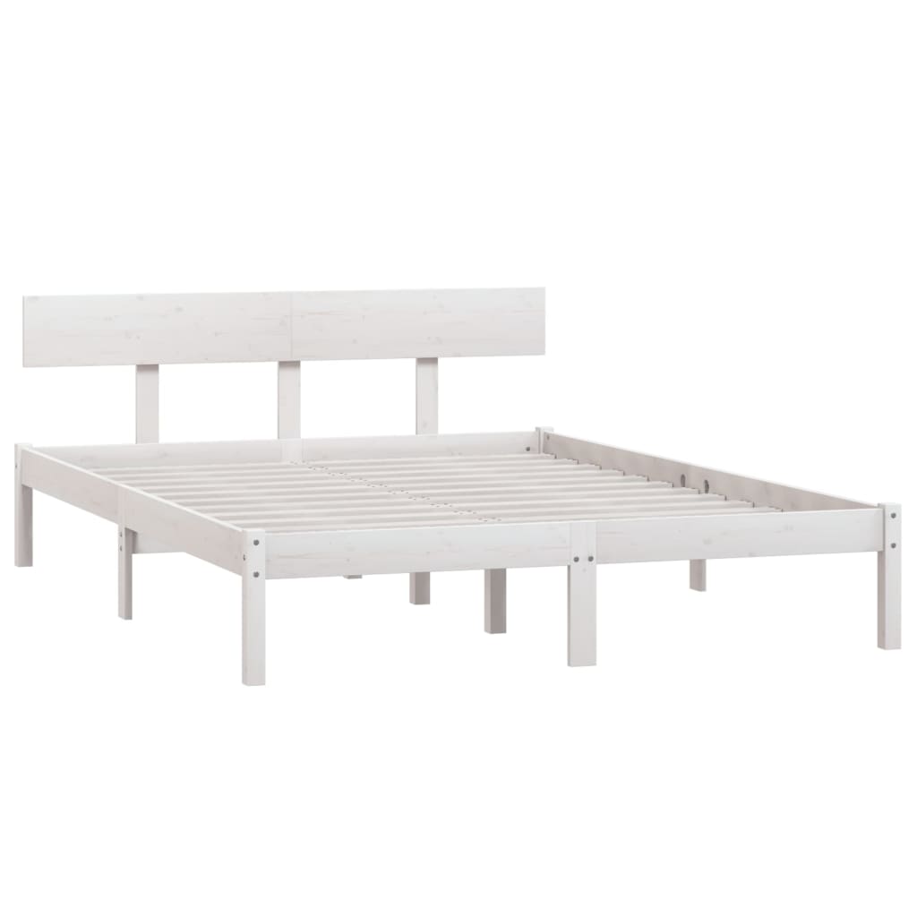 vidaXL Cadru de pat King Size, alb, 150x200 cm, lemn masiv de pin vidaXL Cadru de pat King Size, alb, 150x200 cm, lemn masiv de pin