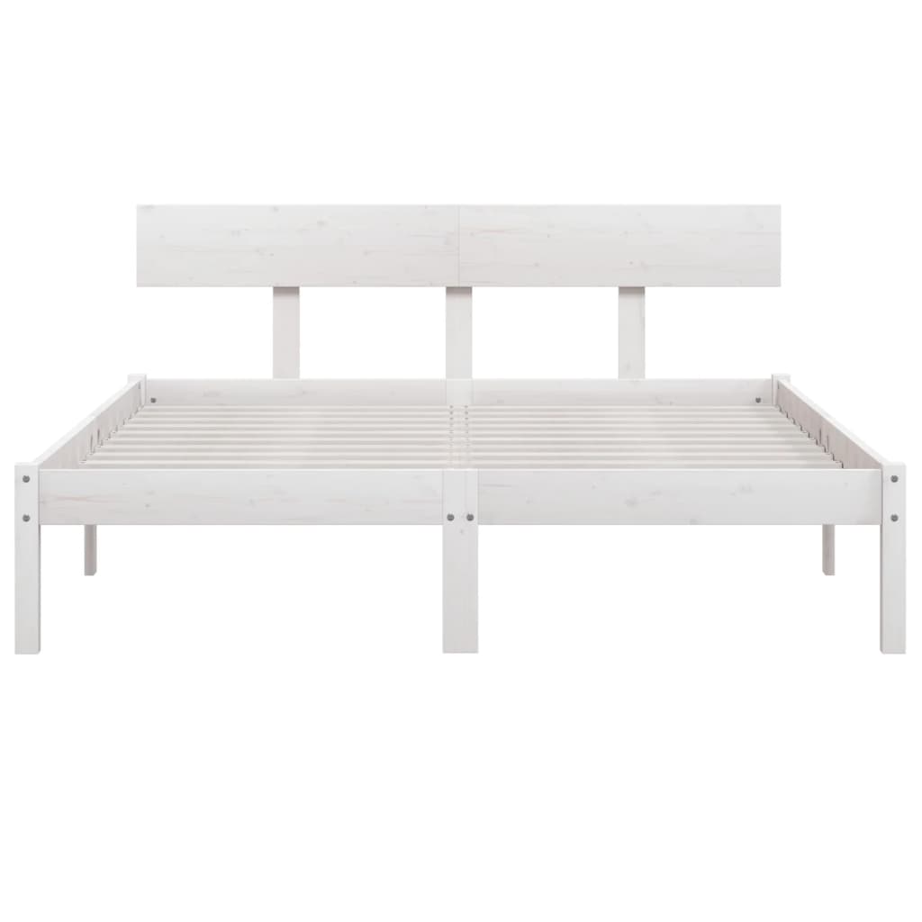 vidaXL Cadru de pat King Size, alb, 150x200 cm, lemn masiv de pin vidaXL Cadru de pat King Size, alb, 150x200 cm, lemn masiv de pin