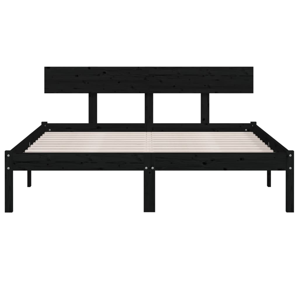 vidaXL Cadru de pat King Size, negru, 150x200 cm, lemn masiv de pin vidaXL Cadru de pat King Size, negru, 150x200 cm, lemn masiv de pin