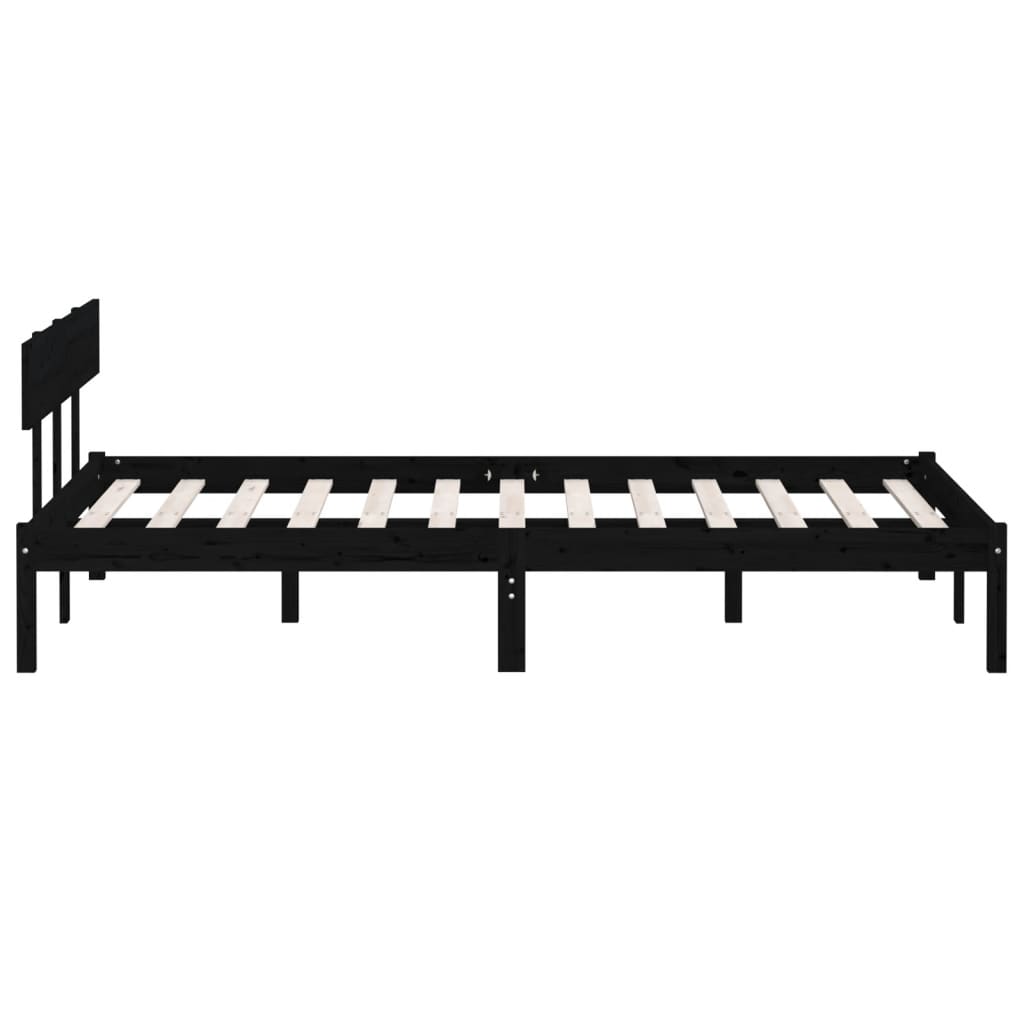 vidaXL Cadru de pat King Size, negru, 150x200 cm, lemn masiv de pin vidaXL Cadru de pat King Size, negru, 150x200 cm, lemn masiv de pin