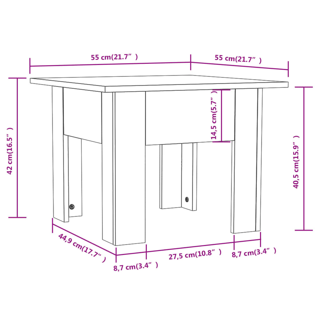 vidaXL Măsuță de cafea, gri beton, 55x55x42 cm, lemn prelucrat vidaXL Măsuță de cafea, gri beton, 55x55x42 cm, lemn prelucrat