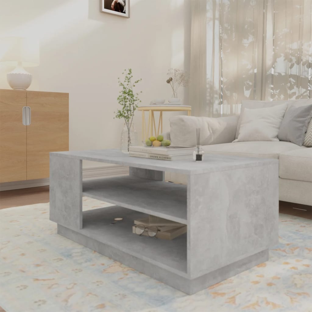 vidaXL Măsuță de cafea, gri beton, 102x55x43 cm, lemn prelucrat vidaXL Măsuță de cafea, gri beton, 102x55x43 cm, lemn prelucrat
