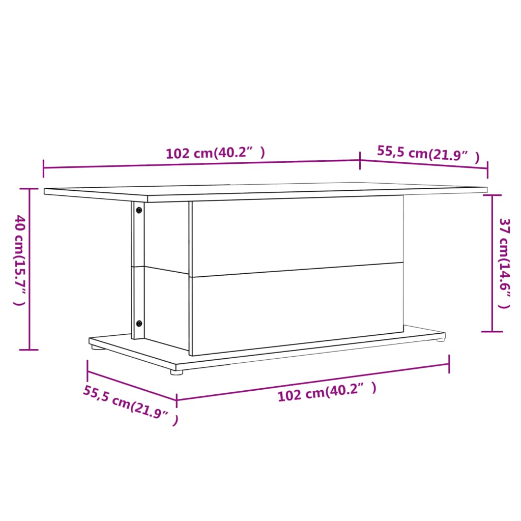 vidaXL Măsuță de cafea, stejar sonoma, 102x55,5x40 cm, lemn prelucrat vidaXL Măsuță de cafea, stejar sonoma, 102x55,5x40 cm, lemn prelucrat