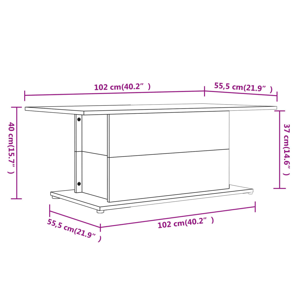 vidaXL Măsuță de cafea, alb extralucios, 102x55,5x40cm, lemn prelucrat vidaXL Măsuță de cafea, alb extralucios, 102x55,5x40cm, lemn prelucrat