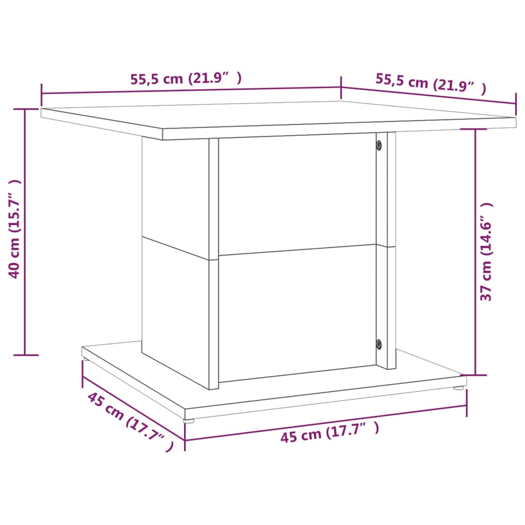 vidaXL Masă de cafea, negru, 55,5x55,5x40 cm, lemn compozit