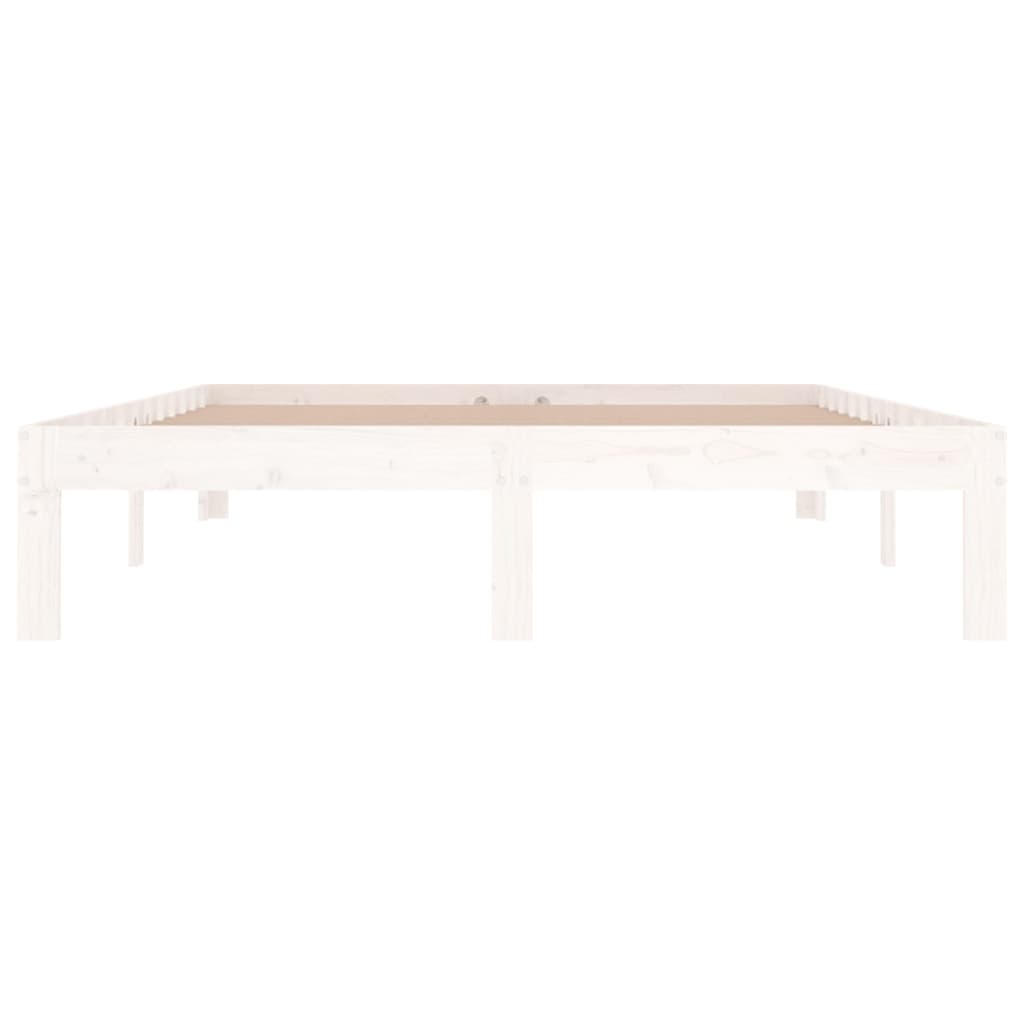 vidaXL Cadru de pat dublu, alb, 135x190 cm, lemn masiv