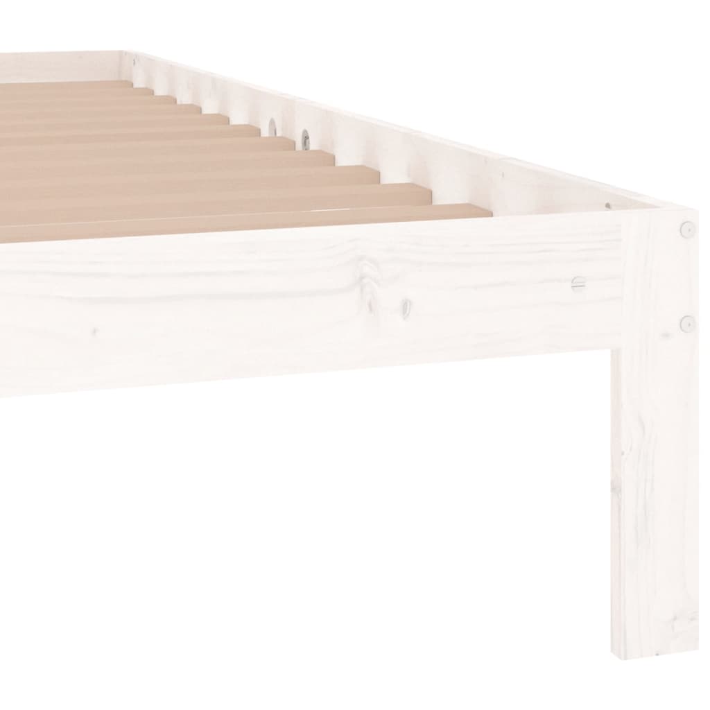 vidaXL Cadru de pat dublu, alb, 135x190 cm, lemn masiv