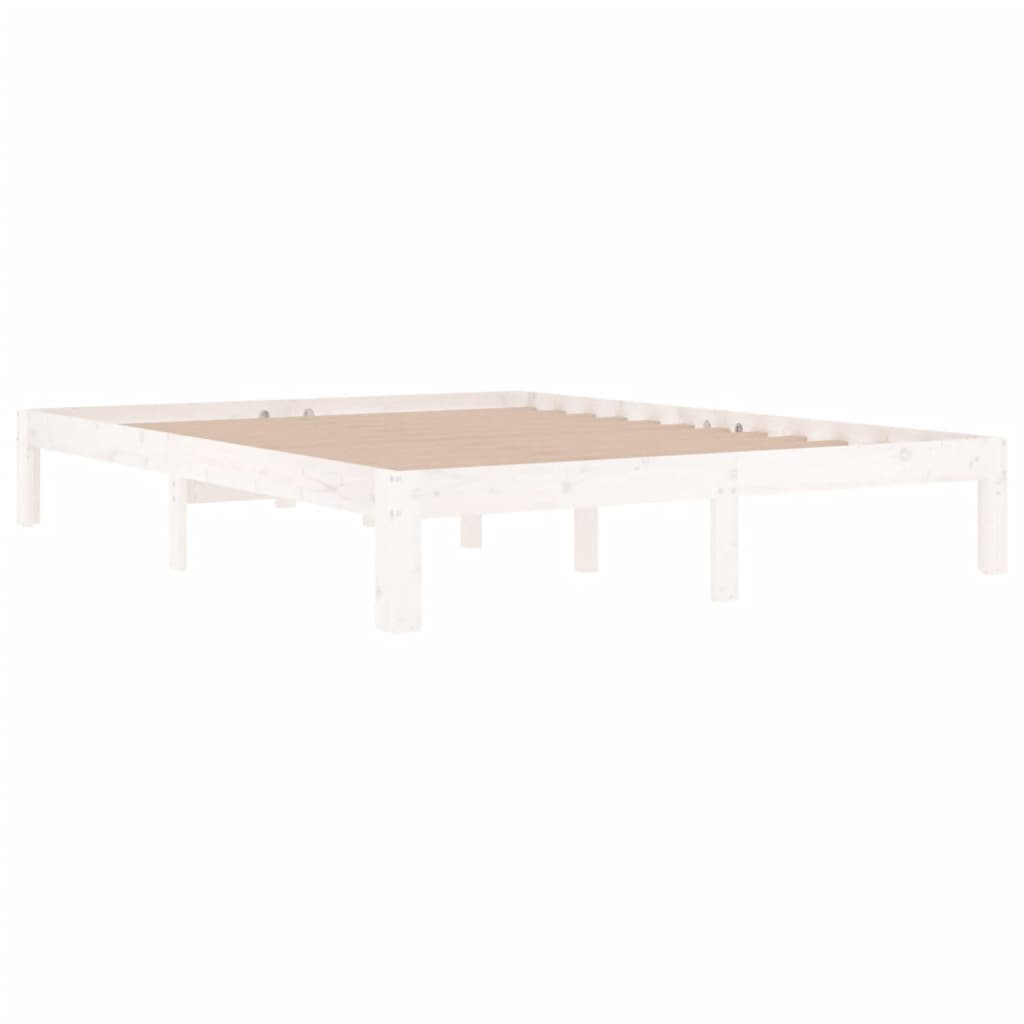vidaXL Cadru de pat King Size, alb, 150x200 cm, lemn masiv vidaXL Cadru de pat King Size, alb, 150x200 cm, lemn masiv