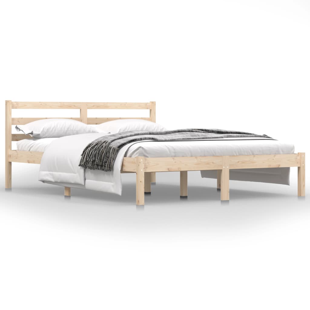 vidaXL Cadru de pat dublu, 135x190 cm, lemn masiv de pin