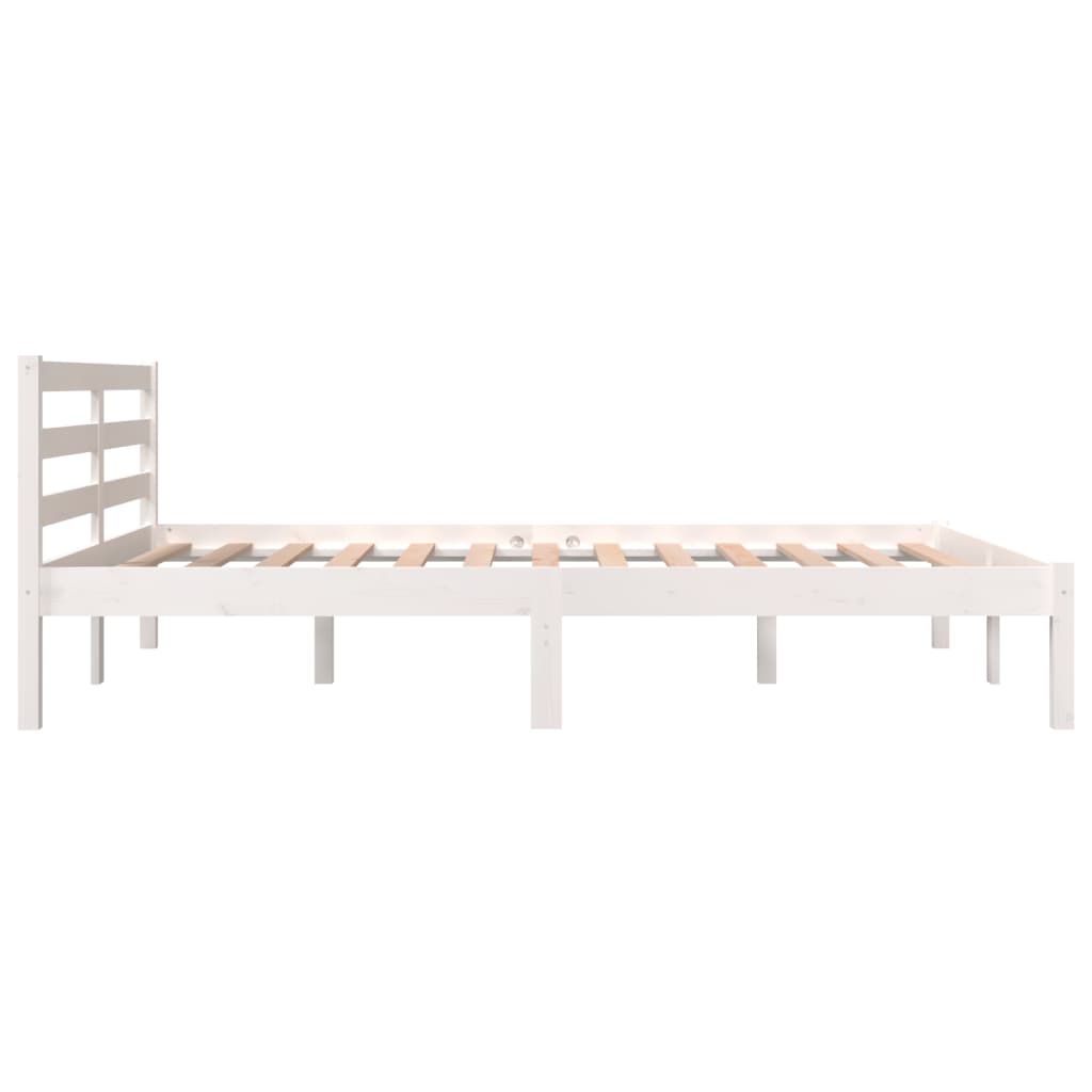 vidaXL Cadru de pat dublu, alb, 135x190 cm, lemn masiv de pin