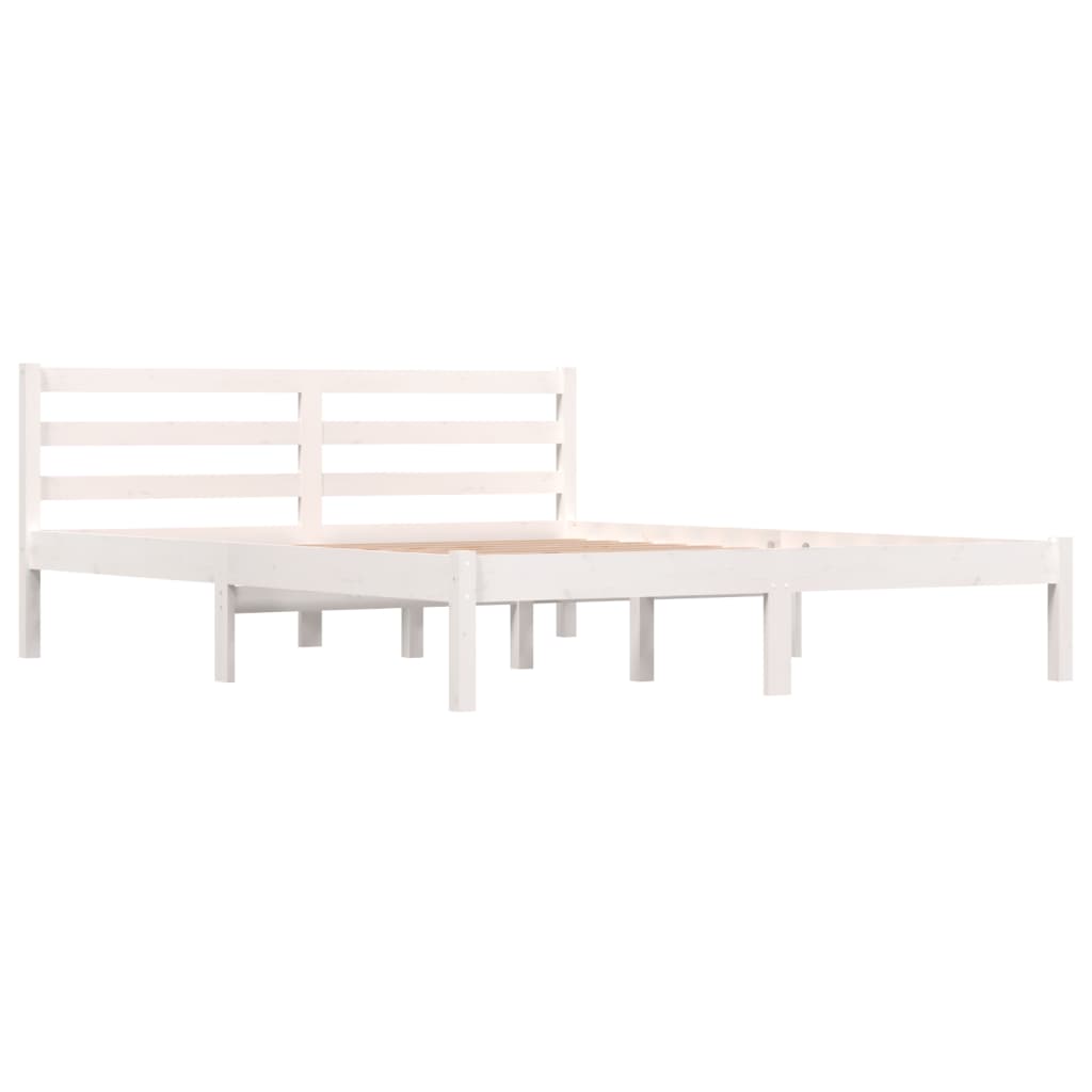 vidaXL Cadru de pat King Size, alb, 150x200 cm, lemn masiv de pin vidaXL Cadru de pat King Size, alb, 150x200 cm, lemn masiv de pin