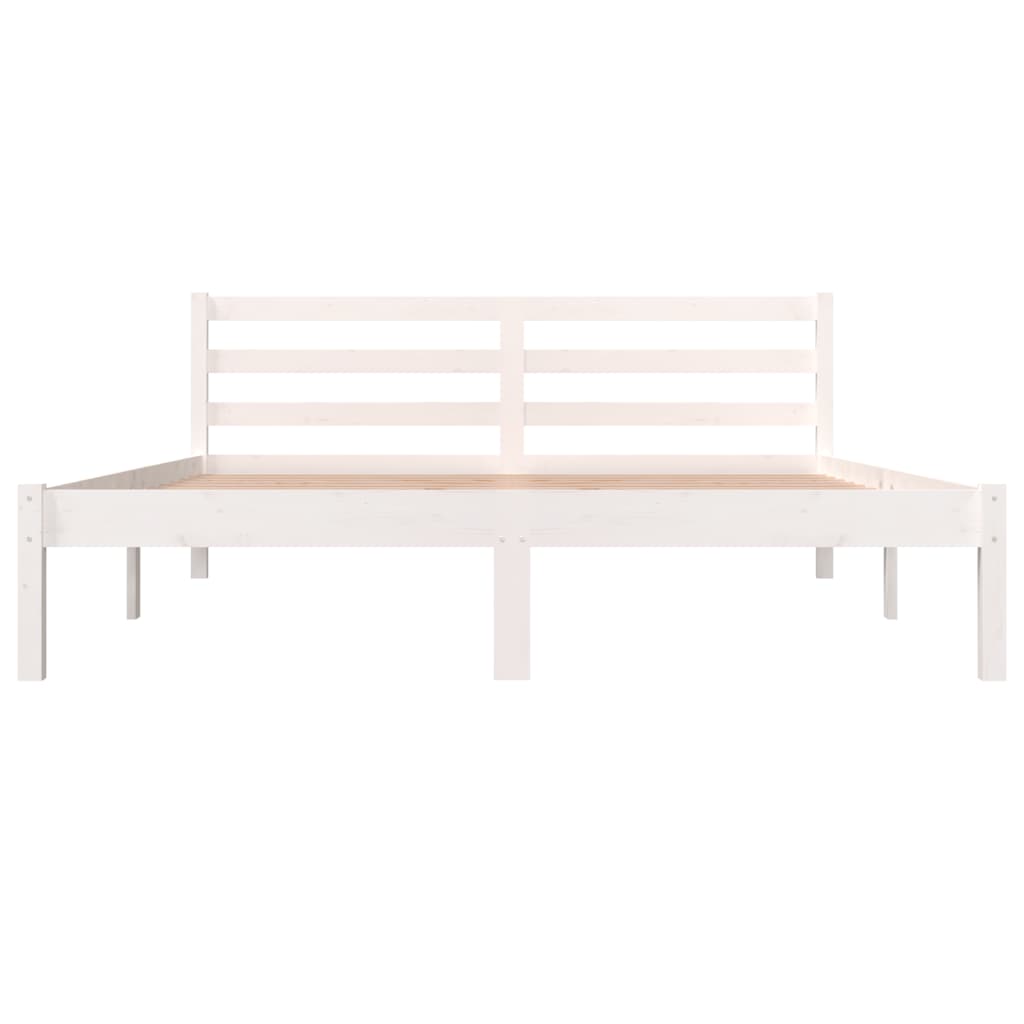 vidaXL Cadru de pat King Size, alb, 150x200 cm, lemn masiv de pin vidaXL Cadru de pat King Size, alb, 150x200 cm, lemn masiv de pin