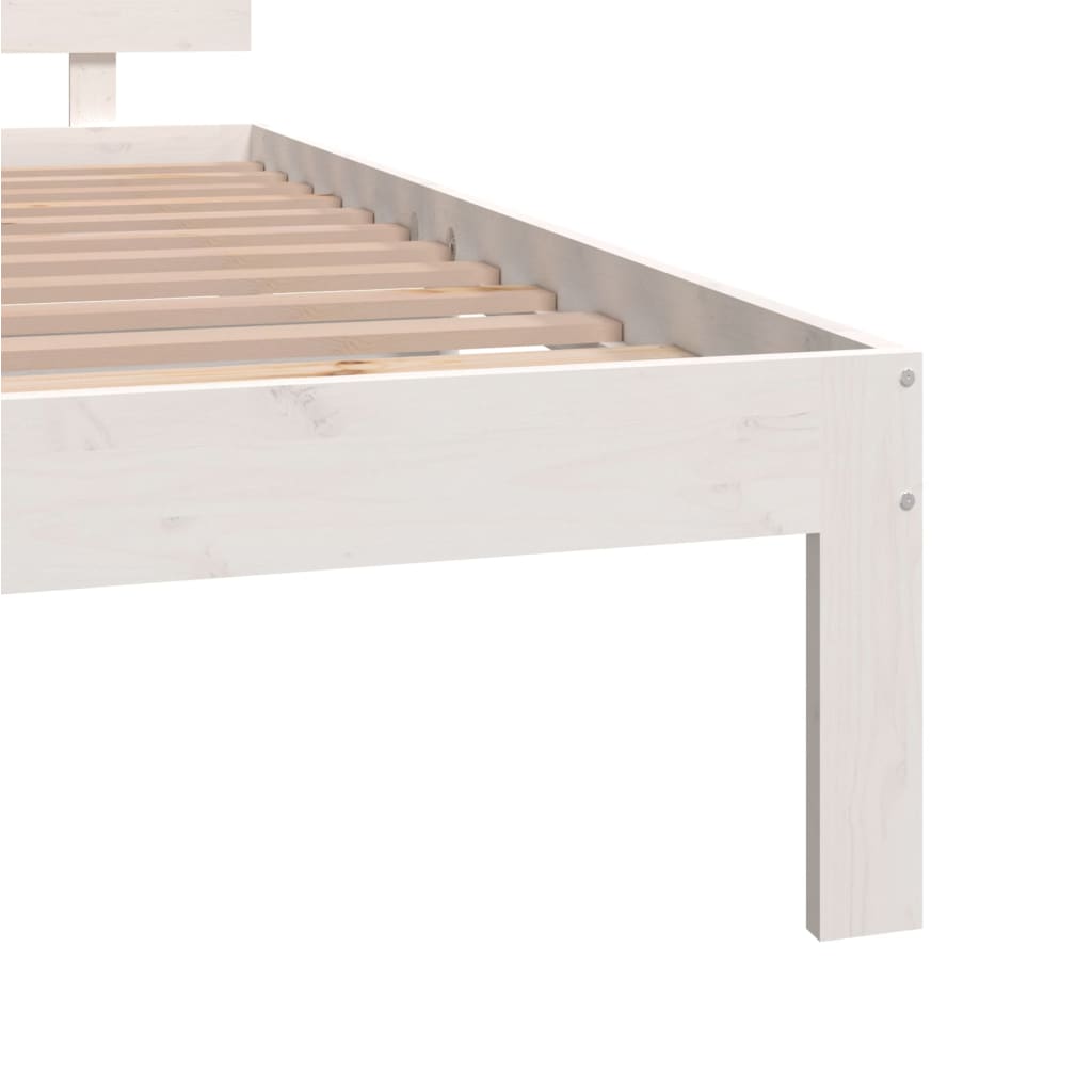 vidaXL Cadru de pat dublu, alb, 135x190 cm, lemn masiv