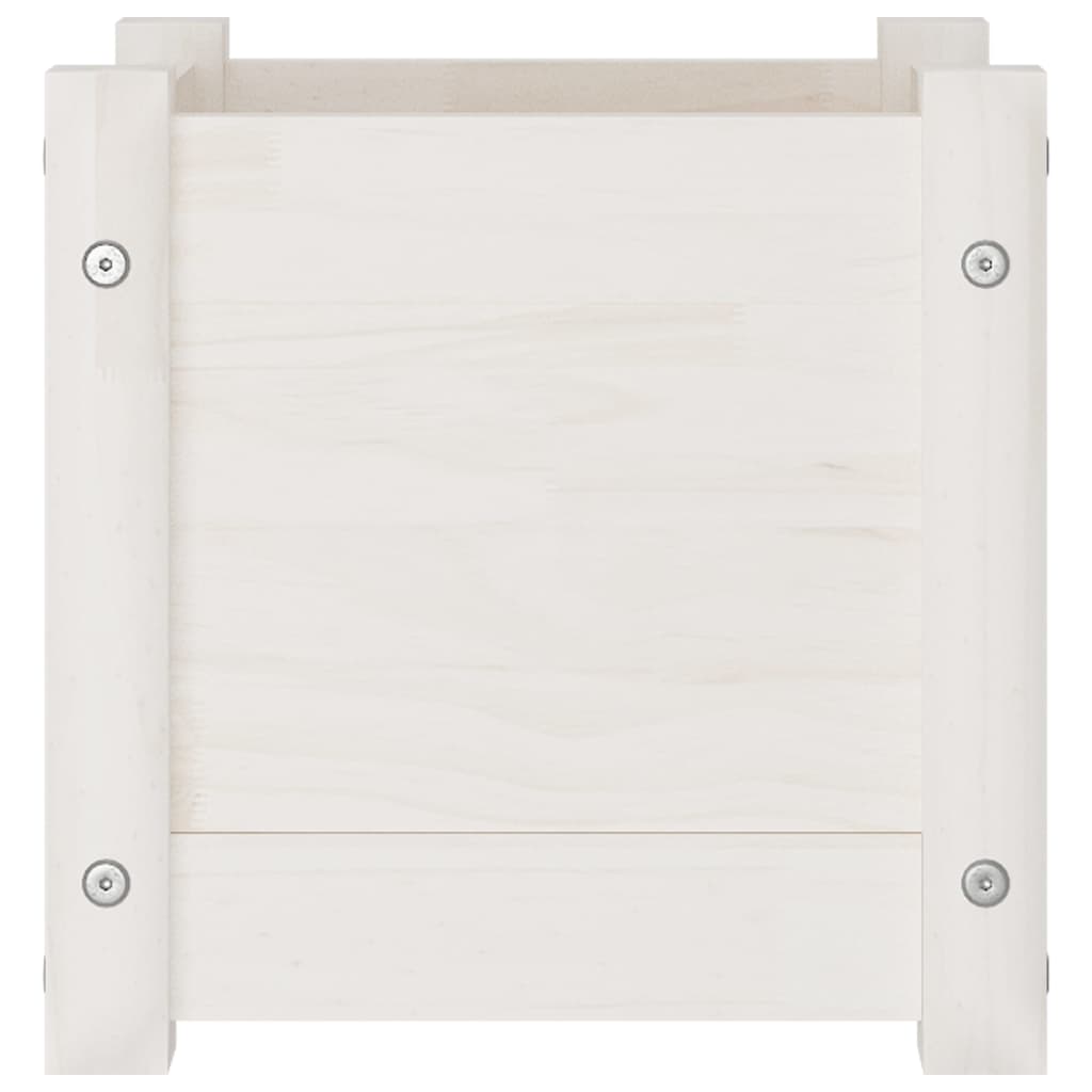 vidaXL Jardiniere de grădină, 2 buc., alb, 31x31x31 cm, lemn masiv pin