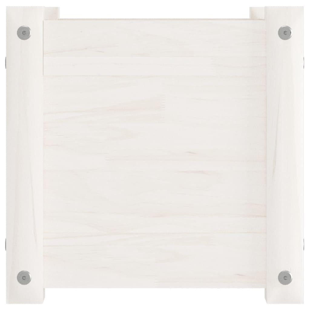 vidaXL Jardiniere de grădină, 2 buc., alb, 31x31x31 cm, lemn masiv pin
