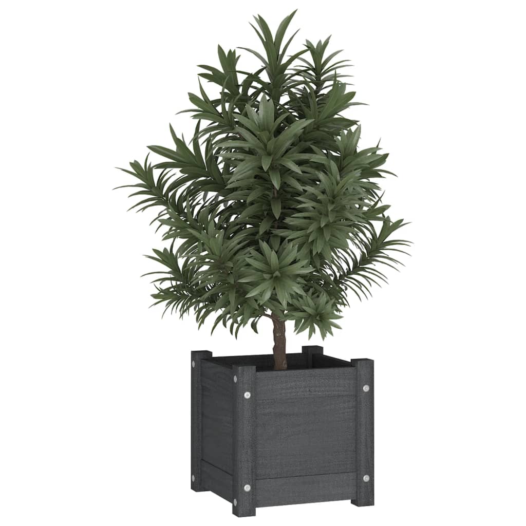 vidaXL Jardinieră de grădină, gri, 31x31x31 cm, lemn masiv de pin vidaXL Jardinieră de grădină, gri, 31x31x31 cm, lemn masiv de pin