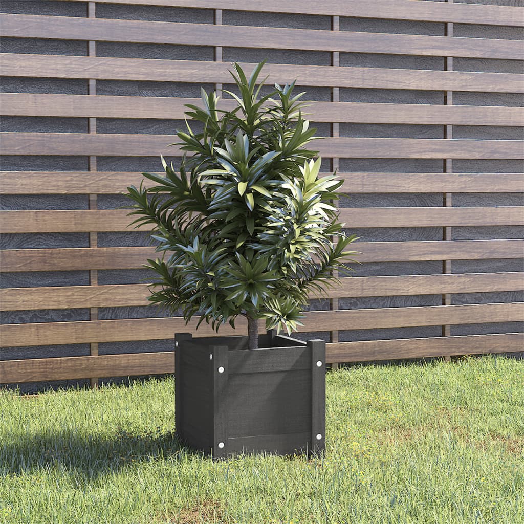 vidaXL Jardinieră de grădină, gri, 31x31x31 cm, lemn masiv de pin vidaXL Jardinieră de grădină, gri, 31x31x31 cm, lemn masiv de pin