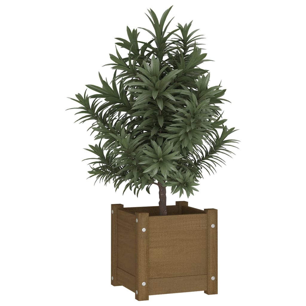 vidaXL Jardinieră de grădină, maro miere, 31x31x31 cm, lemn pin vidaXL Jardinieră de grădină, maro miere, 31x31x31 cm, lemn pin