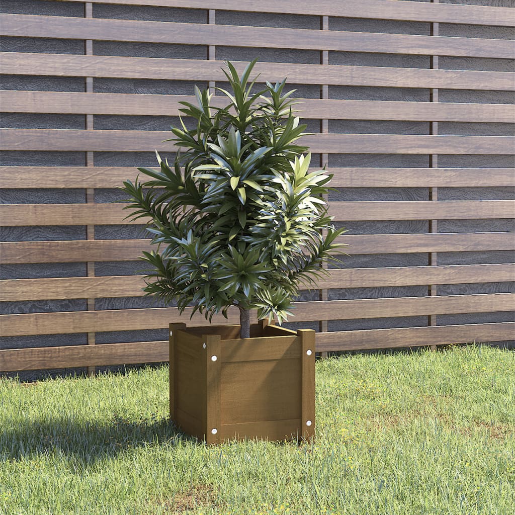 vidaXL Jardinieră de grădină, maro miere, 31x31x31 cm, lemn pin vidaXL Jardinieră de grădină, maro miere, 31x31x31 cm, lemn pin