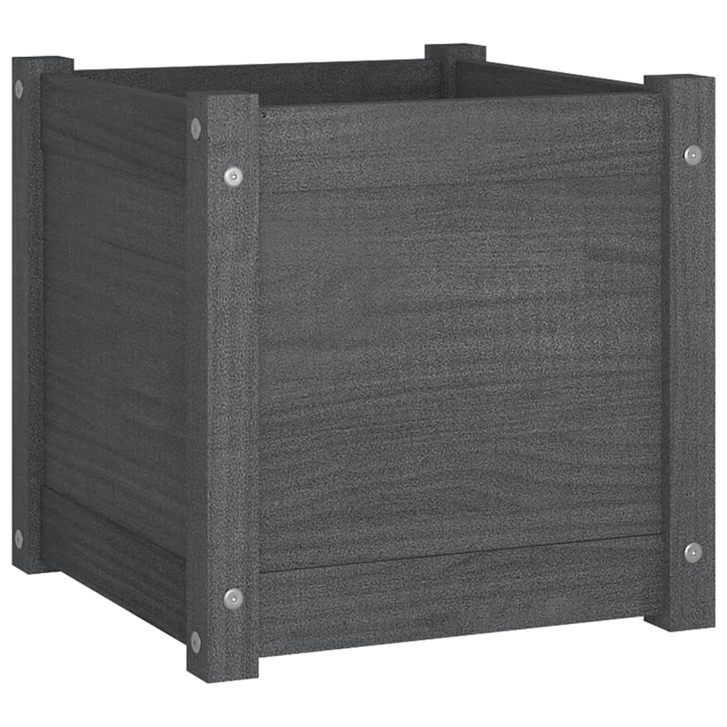 vidaXL Jardinieră de grădină, gri, 40x40x40 cm, lemn masiv de pin vidaXL Jardinieră de grădină, gri, 40x40x40 cm, lemn masiv de pin