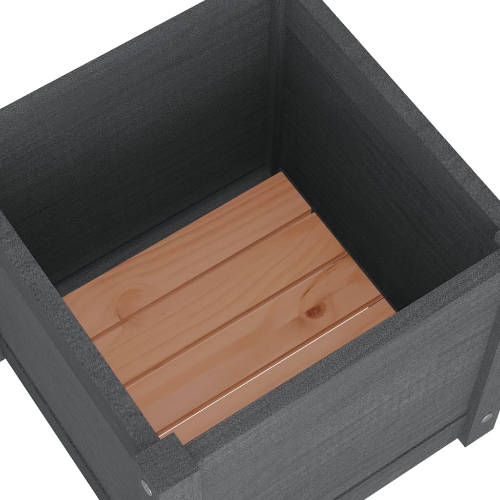 vidaXL Jardinieră de grădină, gri, 40x40x40 cm, lemn masiv de pin vidaXL Jardinieră de grădină, gri, 40x40x40 cm, lemn masiv de pin