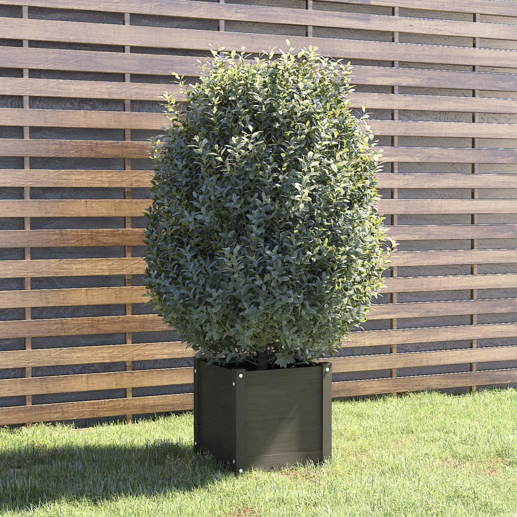 vidaXL Jardinieră de grădină, gri, 40x40x40 cm, lemn masiv de pin vidaXL Jardinieră de grădină, gri, 40x40x40 cm, lemn masiv de pin