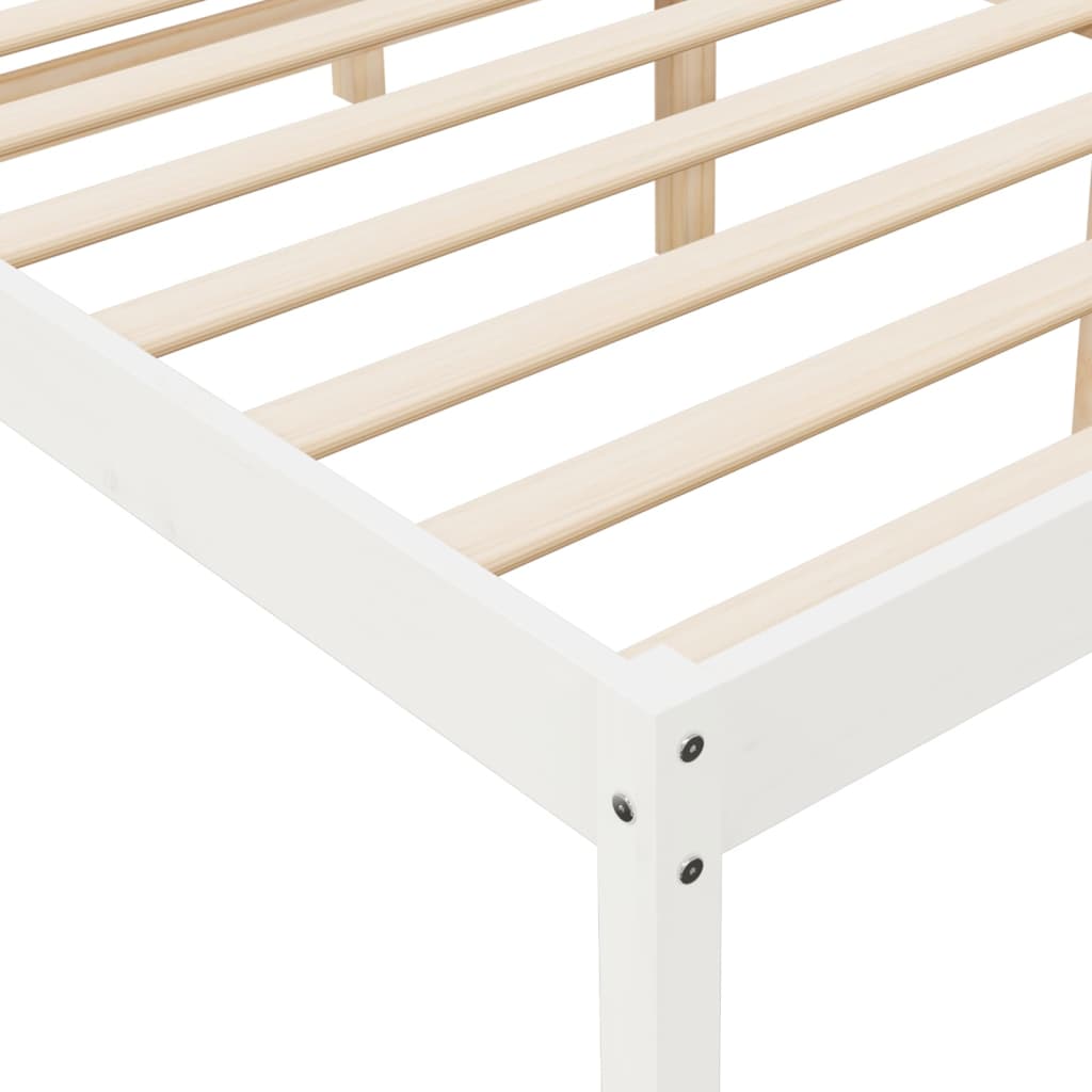 vidaXL Pat pentru seniori dublu, alb, 135x190 cm, lemn masiv de pin