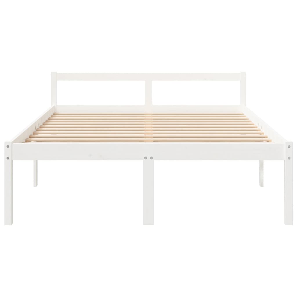 vidaXL Pat pentru seniori king, alb, 150x200 cm, lemn masiv de pin vidaXL Pat pentru seniori king, alb, 150x200 cm, lemn masiv de pin