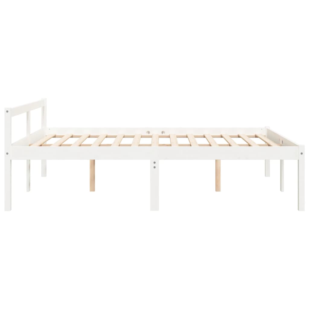 vidaXL Pat pentru seniori king, alb, 150x200 cm, lemn masiv de pin vidaXL Pat pentru seniori king, alb, 150x200 cm, lemn masiv de pin