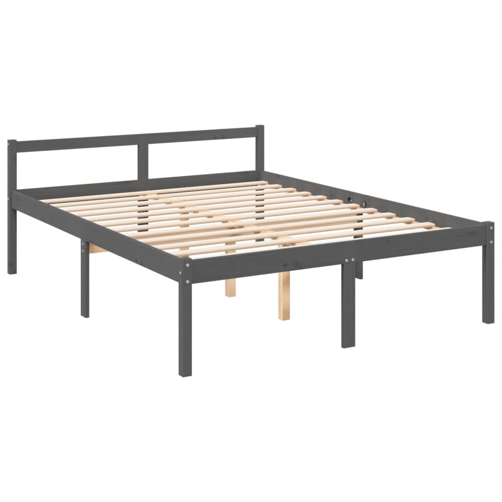 vidaXL Pat pentru seniori king, gri, 150x200 cm, lemn masiv de pin