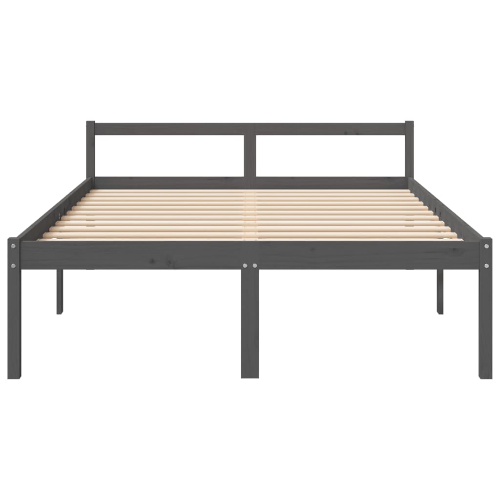 vidaXL Pat pentru seniori king, gri, 150x200 cm, lemn masiv de pin