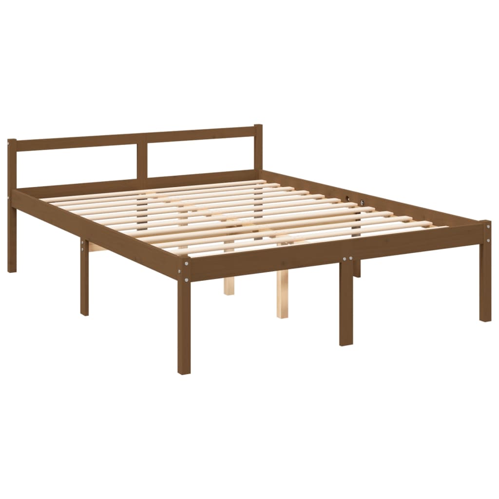 vidaXL Pat pentru seniori king, maro miere, 150x200 cm, lemn masiv pin