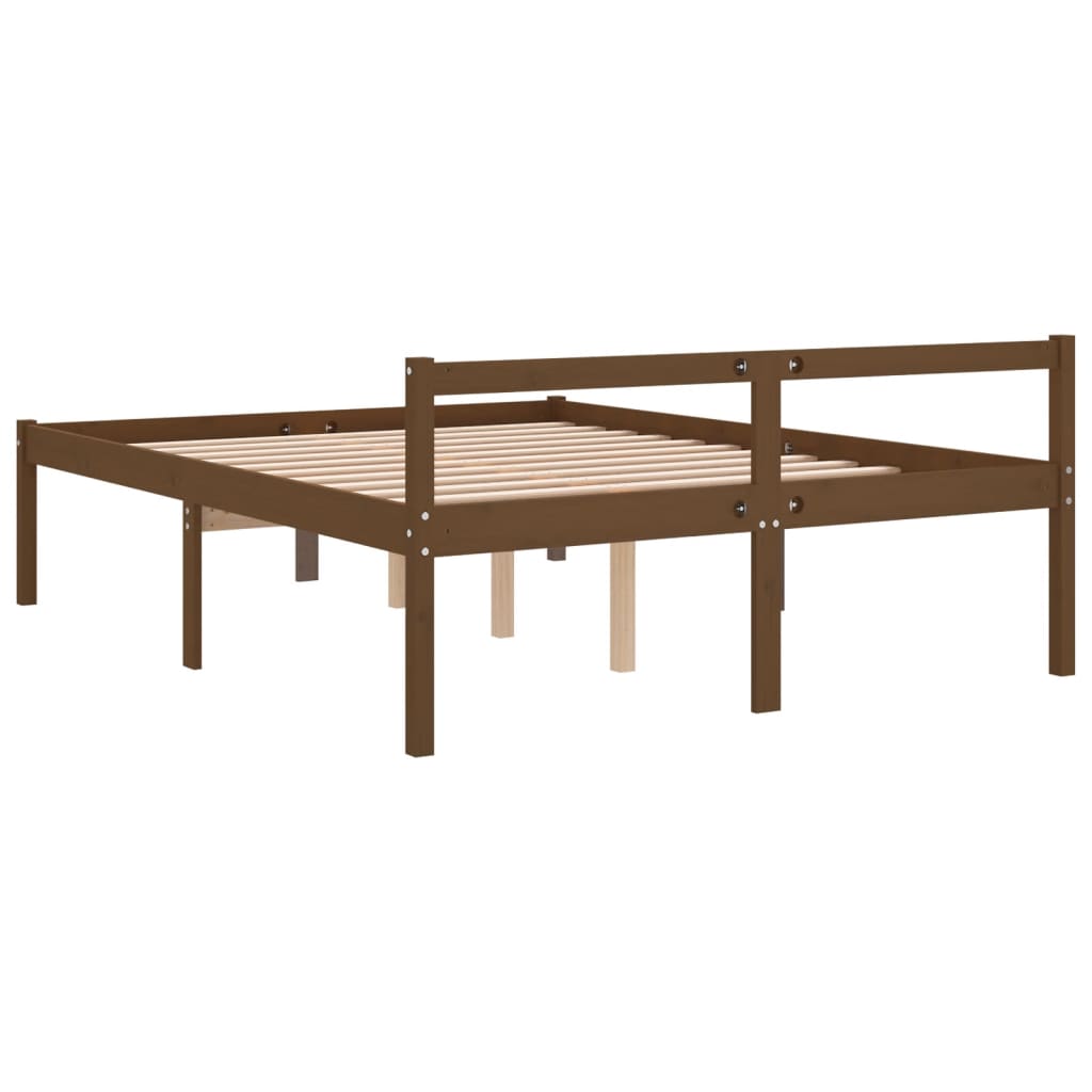 vidaXL Pat pentru seniori king, maro miere, 150x200 cm, lemn masiv pin