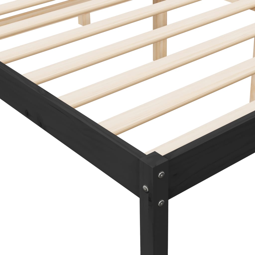 vidaXL Pat pentru seniori king, negru, 150x200 cm, lemn masiv de pin