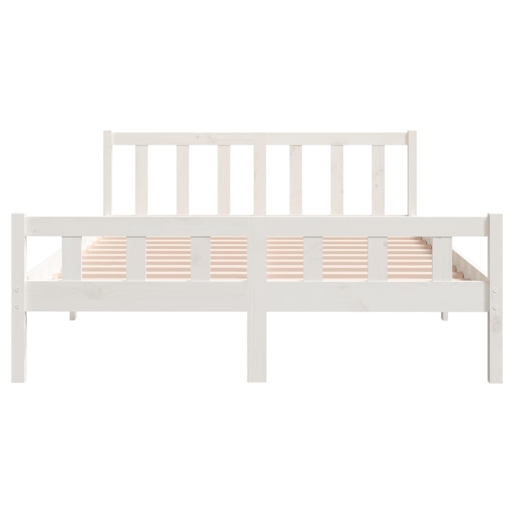 vidaXL Cadru de pat King Size, alb, 150x200 cm, lemn masiv vidaXL Cadru de pat King Size, alb, 150x200 cm, lemn masiv