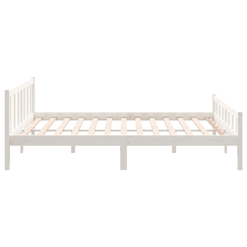 vidaXL Cadru de pat King Size, alb, 150x200 cm, lemn masiv vidaXL Cadru de pat King Size, alb, 150x200 cm, lemn masiv