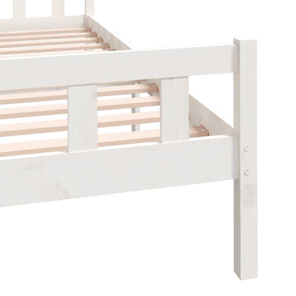 vidaXL Cadru de pat King Size, alb, 150x200 cm, lemn masiv vidaXL Cadru de pat King Size, alb, 150x200 cm, lemn masiv