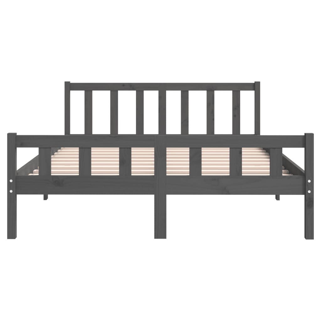 vidaXL Cadru de pat King Size, gri, 150x200 cm, lemn masiv vidaXL Cadru de pat King Size, gri, 150x200 cm, lemn masiv