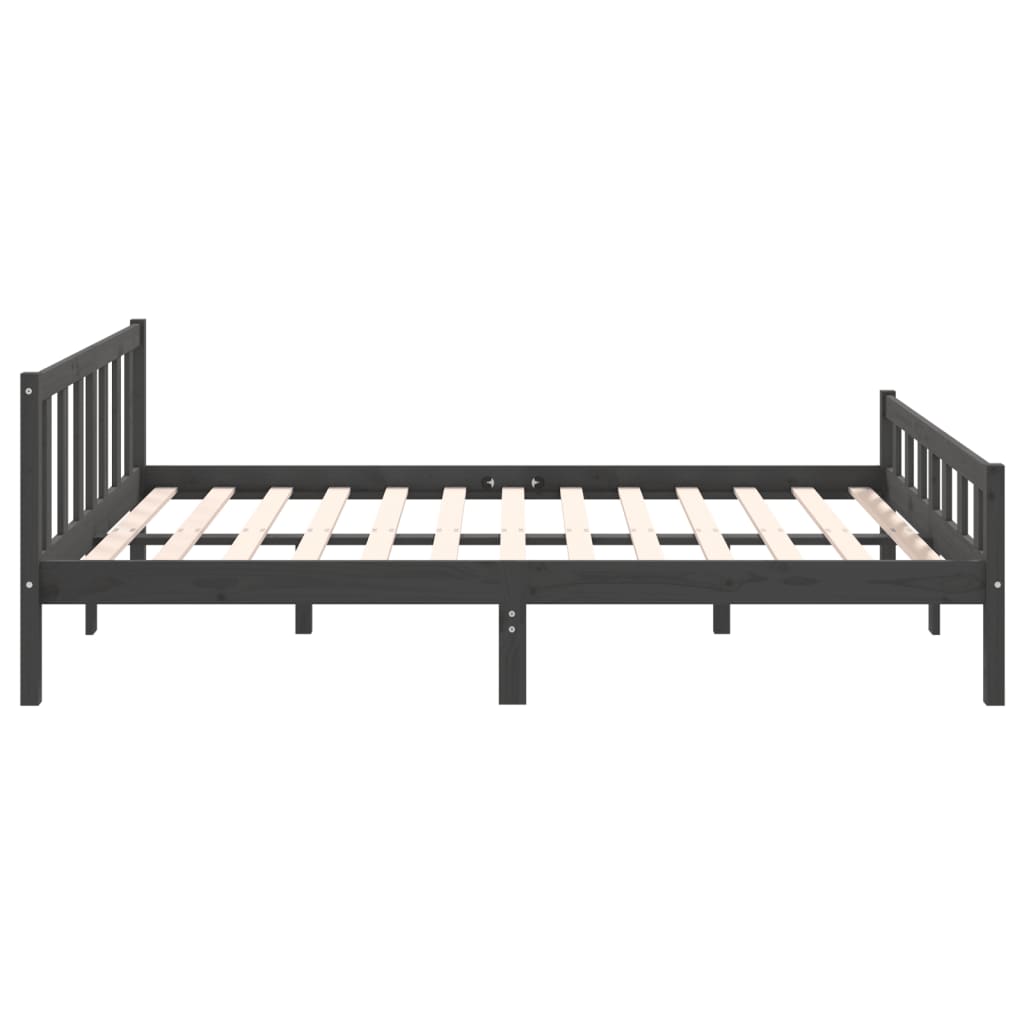 vidaXL Cadru de pat King Size, gri, 150x200 cm, lemn masiv vidaXL Cadru de pat King Size, gri, 150x200 cm, lemn masiv