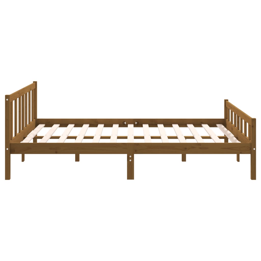 vidaXL Cadru de pat King Size, maro miere, 150x200 cm, lemn masiv vidaXL Cadru de pat King Size, maro miere, 150x200 cm, lemn masiv