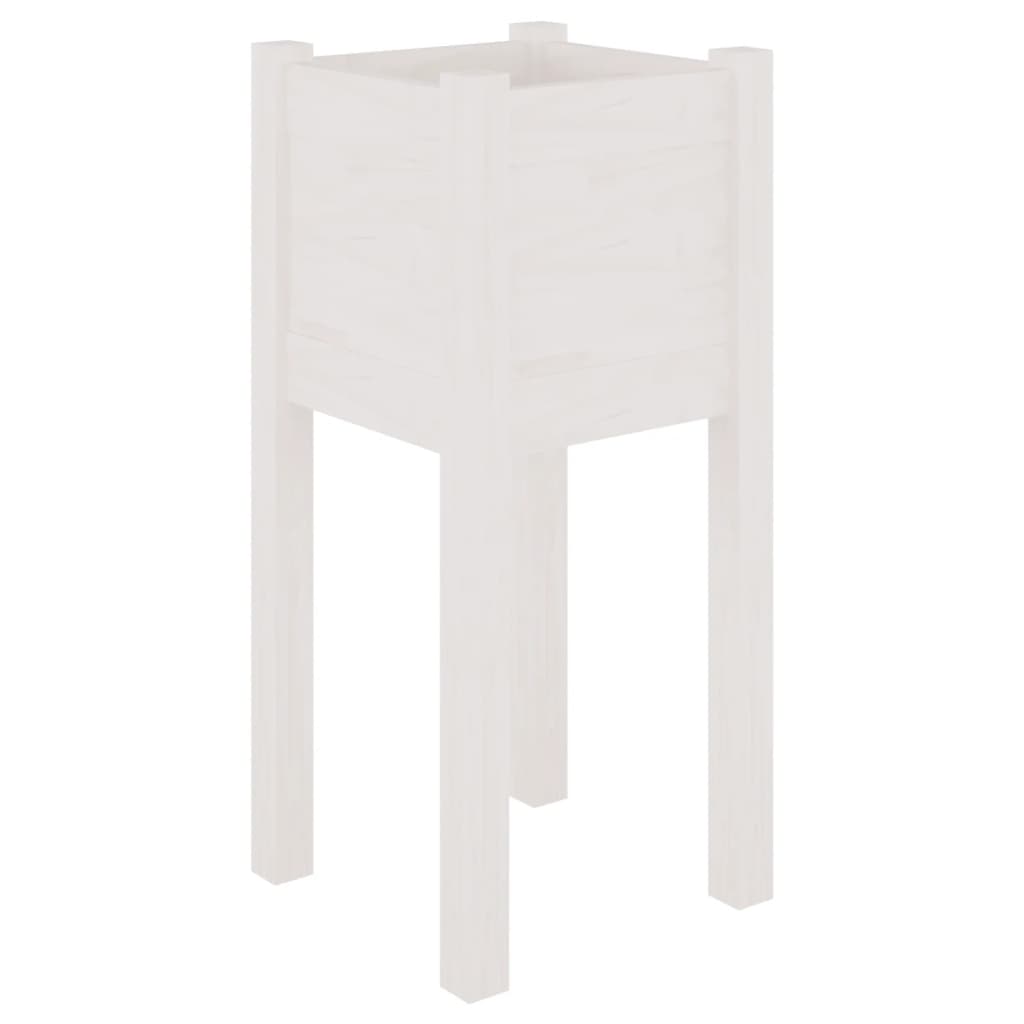vidaXL Jardinieră de grădină, alb, 31x31x70 cm, lemn masiv de pin vidaXL Jardinieră de grădină, alb, 31x31x70 cm, lemn masiv de pin