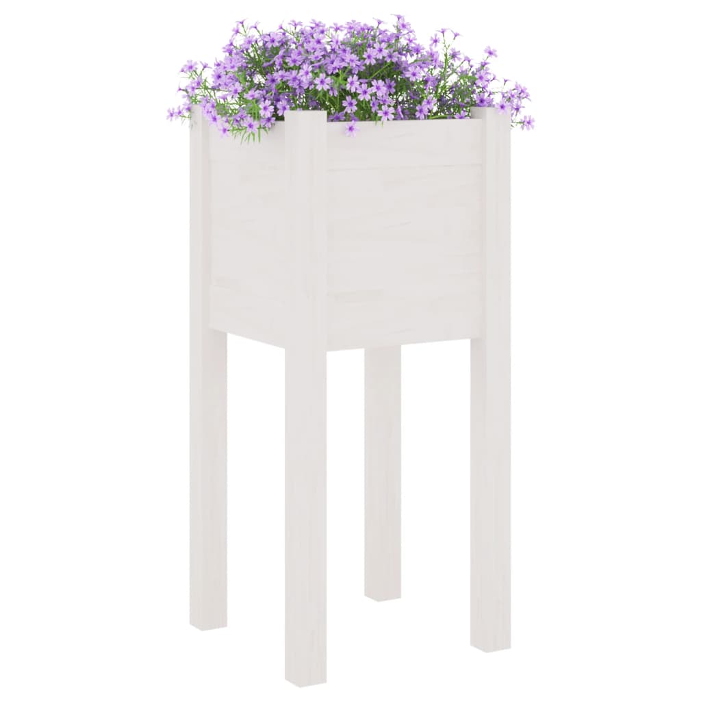 vidaXL Jardinieră de grădină, alb, 31x31x70 cm, lemn masiv de pin vidaXL Jardinieră de grădină, alb, 31x31x70 cm, lemn masiv de pin